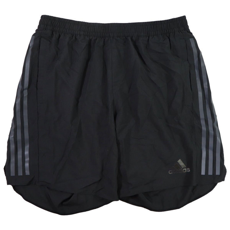 adidas Mens Run Icon Full Reflective 3-Stripes Shorts - Black (Size: L)
