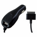 Generic Coiled 30-Pin Car Charger with Extra USB Port - Black
