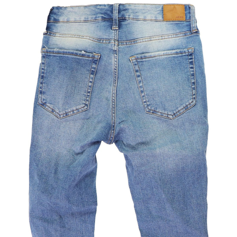 AEROPOSTALE Premium Seriously Stretchy Super High Rise Jeggings - Blue(Size: 8S)