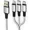 Zoda 3-in-1 USB-C/Lightning 8-Pin/Micro USB Braided Cable (4FT) - Silver