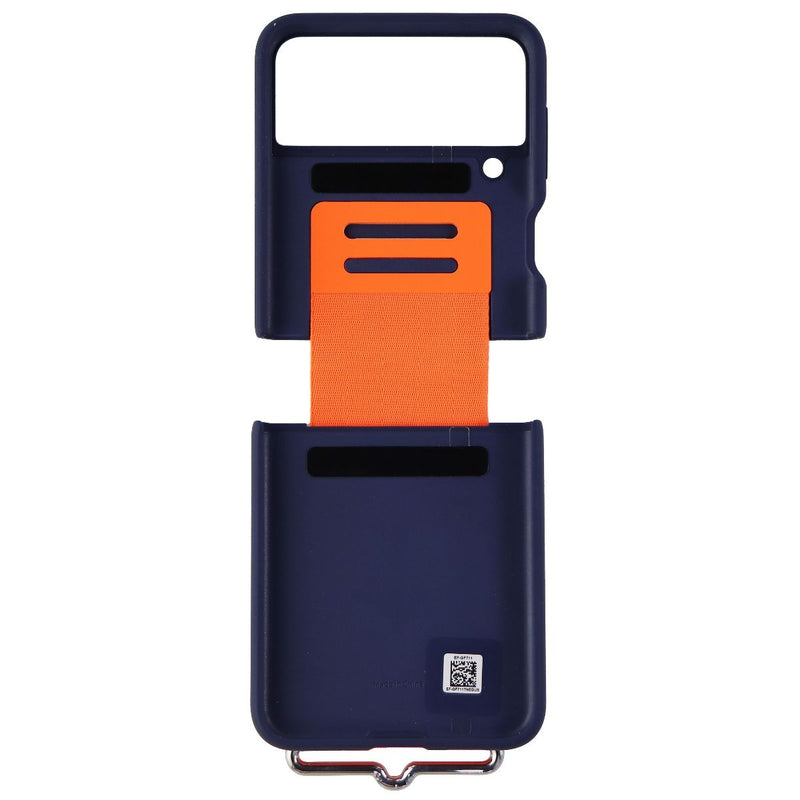 Samsung Silicone Cover with Strap for Galaxy Z Flip3 5G - Navy / Orange