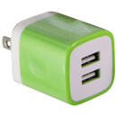 Universal (5V/2.1A) Dual USB Charger Travel Adapter - Green/White (PT-WC-13GRN)