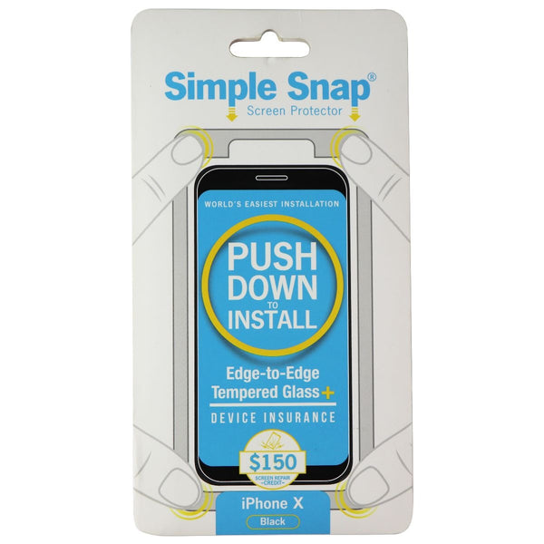 Simple Snap Tempered Glass+ Screen Protector for Apple iPhone X - Black