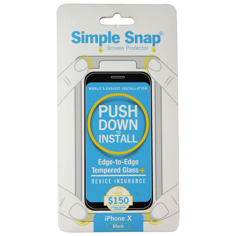 Simple Snap Tempered Glass+ Screen Protector for Apple iPhone X - Black