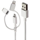 Generic 3.5 Ft (3-in-1) USB Cable with Micro, USB-C, & 8-PIN Tips - White