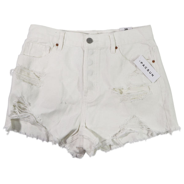 PacSun Vintage High Rise Jean Shorts - Size 28 - Ripped White