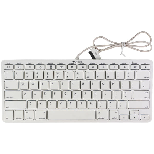 Max Cases (30-Pin) Wired Keyboard for Older Gen iPads 3/2/1 - White (PM9241)