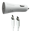 PureGear LightSpeed Car Charger 20W with USB-C to USB-C Cable - White