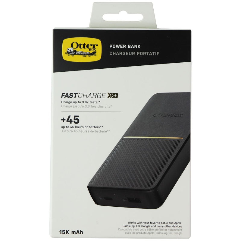 OtterBox 15K Fast Charge Power Bank with USB and USB-C Ports - Black