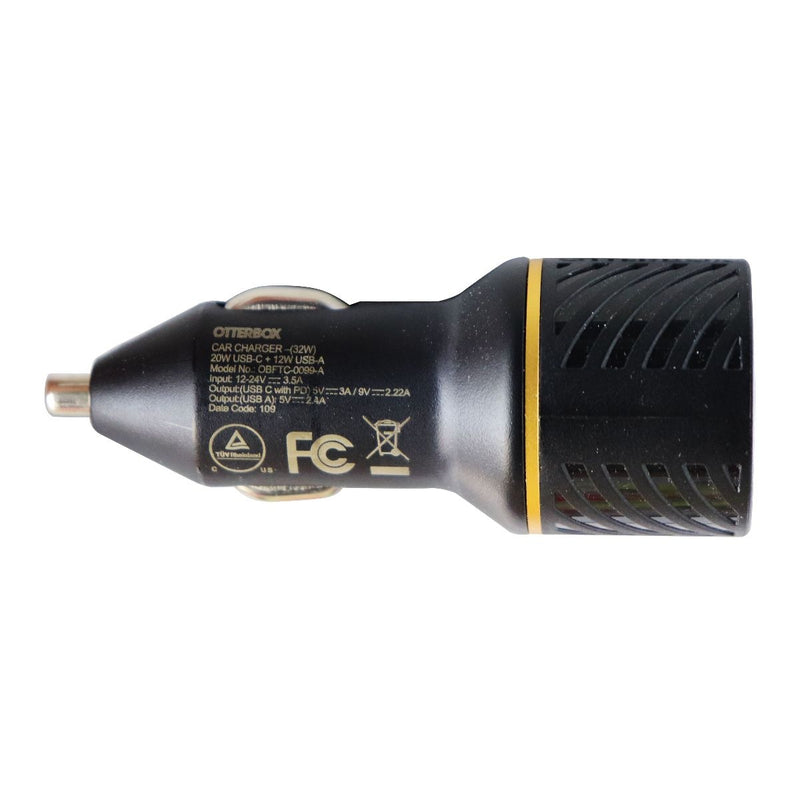 Otterbox FastCharge USB-C and USB-A Dual Port 32W Car Charger - Black