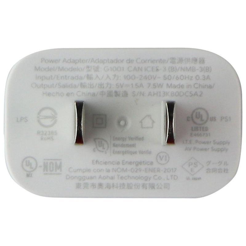 Google (5V/1.5A) 7.5W Single USB Wall Charger - White (G1001)
