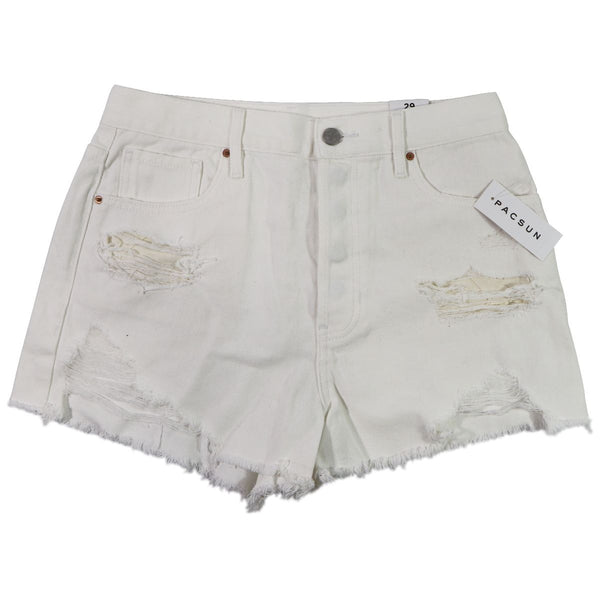 PacSun Vintage High Rise Jean Shorts - Size 30 - Ripped White