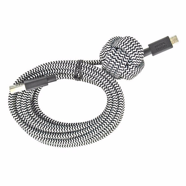 Native Union 10-Ft Micro-USB to USB Braided Cable with Anchor Knot - Black/White