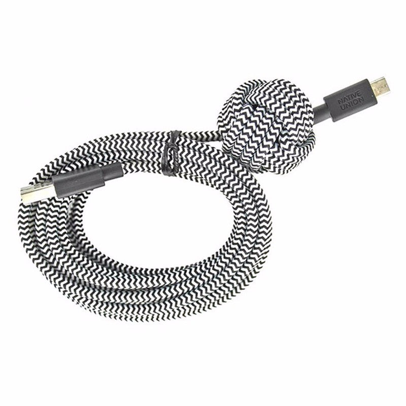 Native Union 10-Ft Micro-USB to USB Braided Cable with Anchor Knot - Black/White
