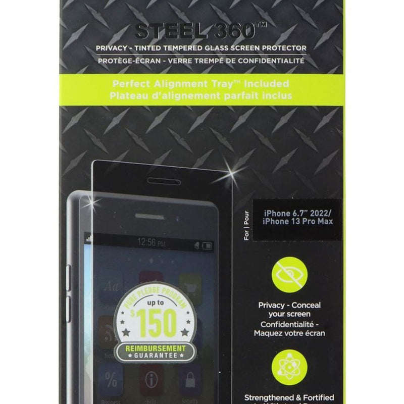 PureGear Steel 360 Privacy Glass Protector for Apple iPhone 14 Plus/13 Pro Max