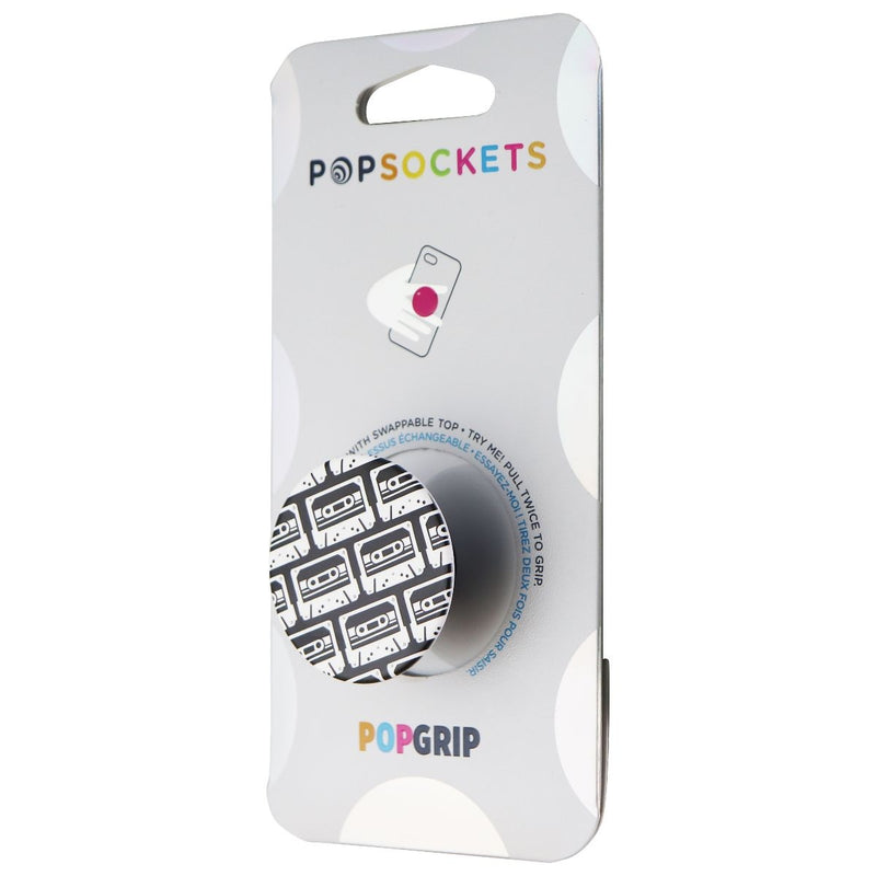 PopSockets PopGrip Stand and Grip with Swappable Top - Black/White Tapes
