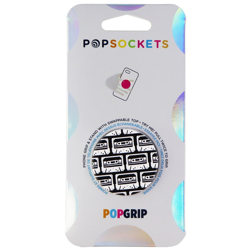 PopSockets PopGrip Stand and Grip with Swappable Top - Black/White Tapes