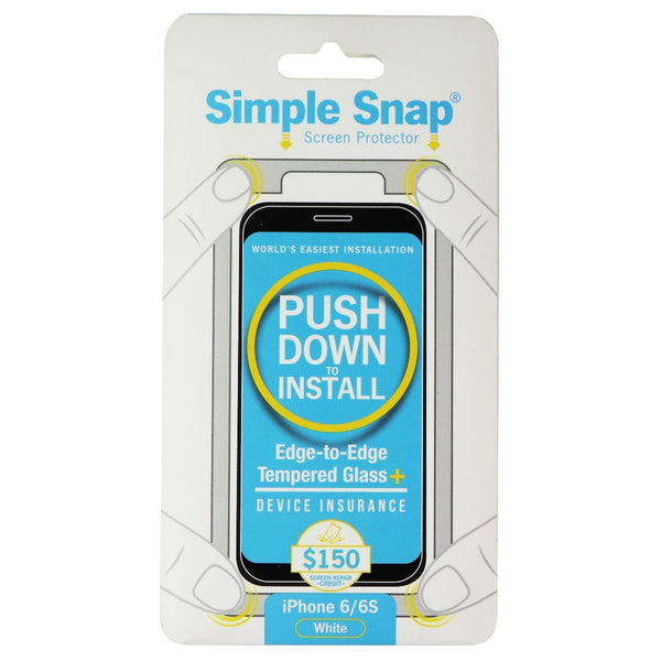 Simple Snap Tempered Glass Protector for Apple iPhone 6s and 6 - White/Clear