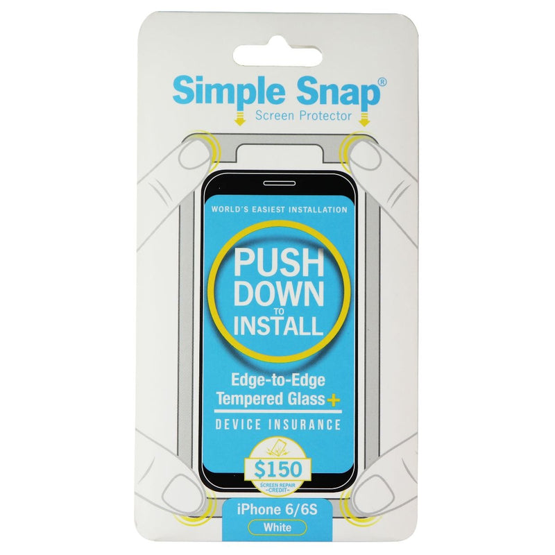 Simple Snap Tempered Glass Protector for Apple iPhone 6s and 6 - White/Clear