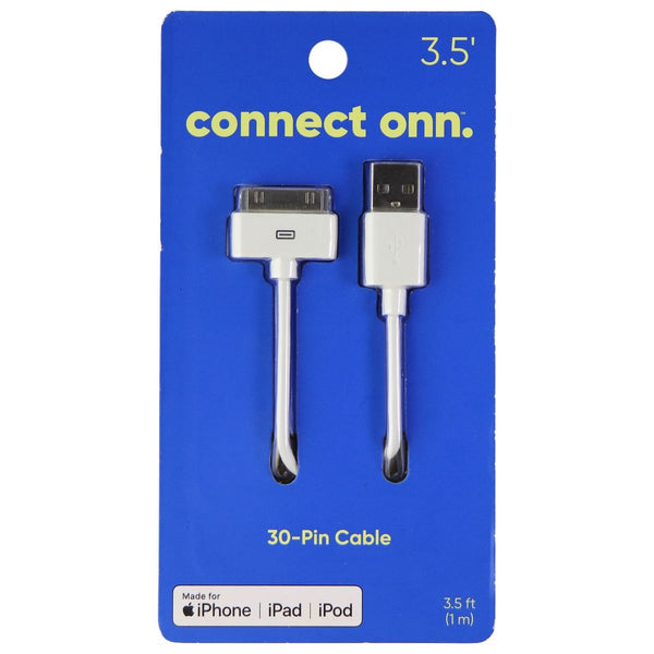 Connect Onn (3.5-Foot) 30-Pin MFi Cable for iPhone / iPad / iPod - White