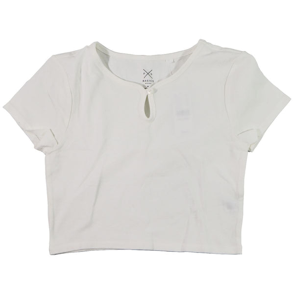 Pacsun Basic Tee with Single-Button Neck for Women - White (Size: Med)