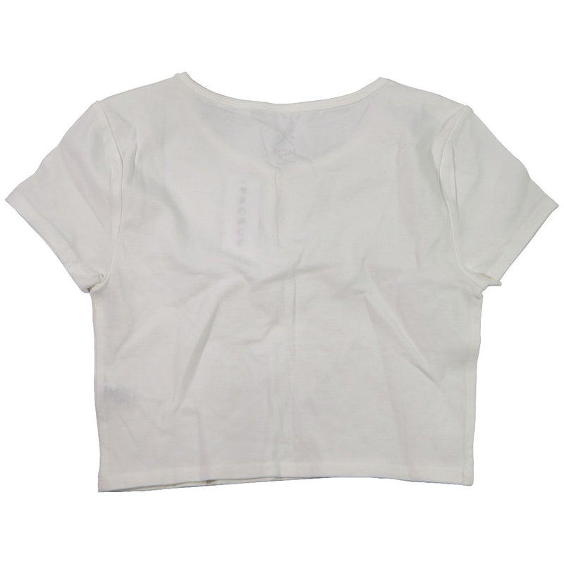 Pacsun Basic Tee with Single-Button Neck for Women - White (Size: Med)