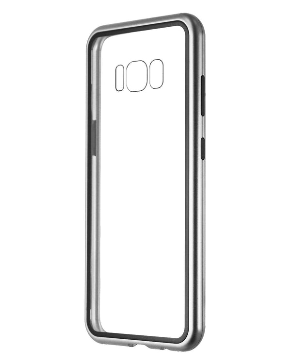 Zore Metal and Glass Hybrid Case for Samsung Galaxy S8 - Silver/Clear