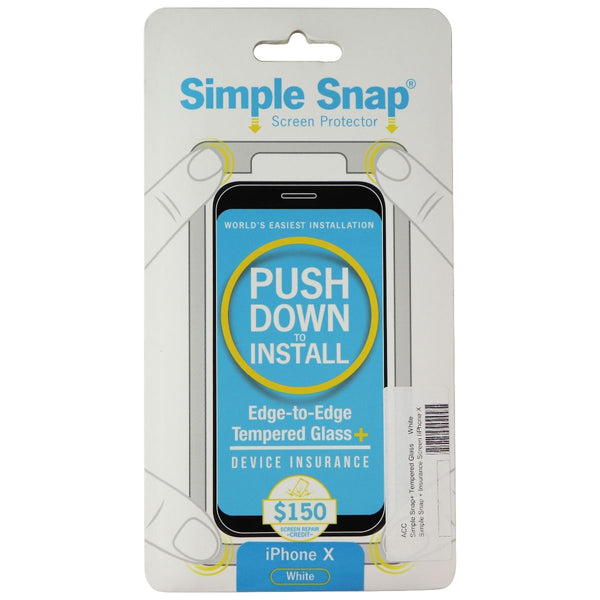 Simple Snap Tempered Glass+ Screen Protector for Apple iPhone X - White