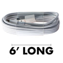 Apple (6 Foot/2m) Lightning 8-Pin to USB Charge/Sync Cable - White (MD819AM/M)