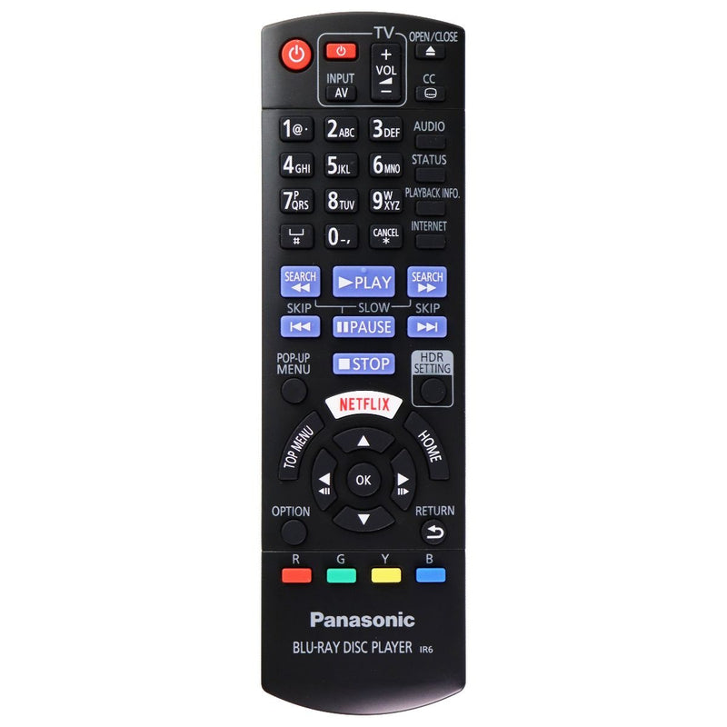 Panasonic Remote Control (N2QAYB001206) for Blu-Ray Disc Player IR6 - Black