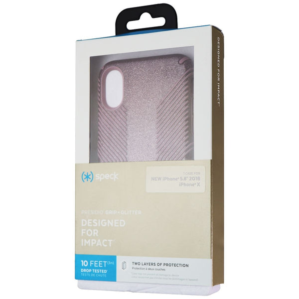 Speck Presidio Grip+Glitter Case for iPhone Xs/X - Purple/Gold Glitter/Pink