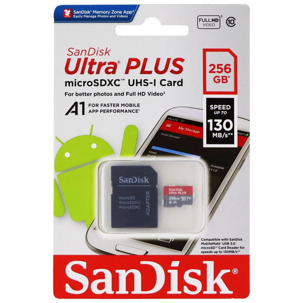 SanDisk Ultra Plus microSDXC UHS-1 Card with Adapter - 256GB - (130MB/s)