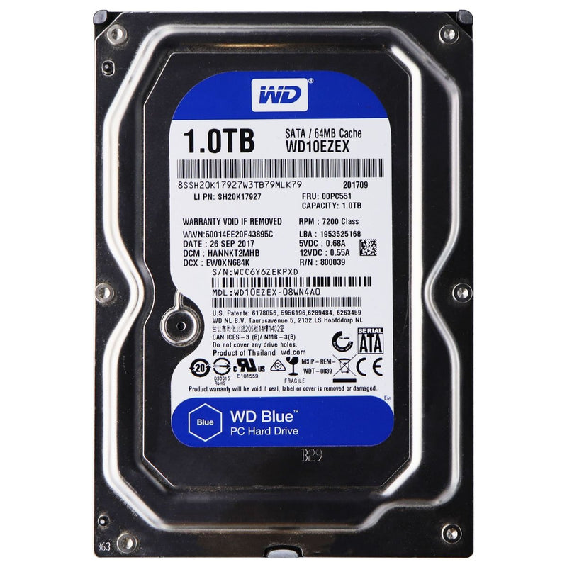 WD Blue 1TB Internal 7200RPM SATAIII Hard Drive for Desktops (WD10EZEX-08WN4A0)