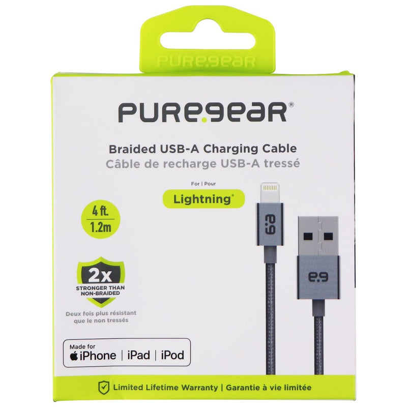 PureGear (4-Foot) Lightning 8-Pin to USB Charge/Sync Braided Cable - Gray