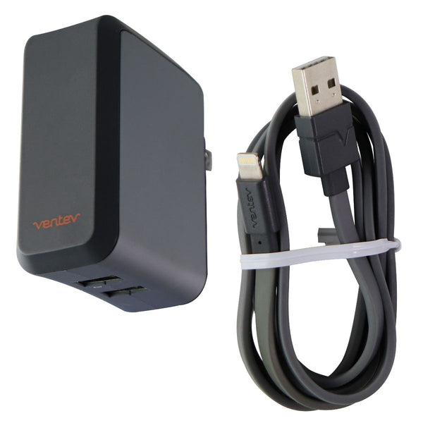 Ventev (504858) 12W 5V/2.4A 3.3Ft Wall Charger & Cable for Dual USB Devices-Gray