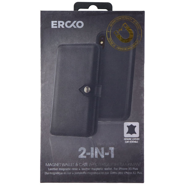 Ercko 2-in-1 Magnet Wallet Leather Case for Apple iPhone Xs Max - Black