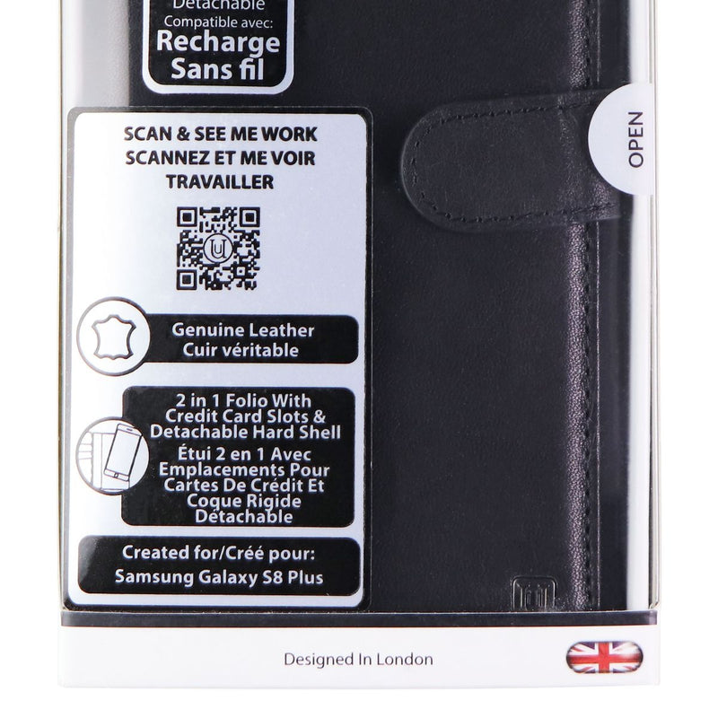 Unique London Genuine Leather 2 in 1 Folio for Samsung Galaxy (S8+) - Black