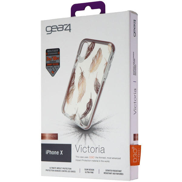 ZAGG Victoria Series Hybrid Hard Case for iPhone Xs & X - Gold/Clear/Feathers