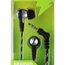 Hottips Sound & Style 4ft. Stereo Earbuds with Nylon Braided Cord - Black