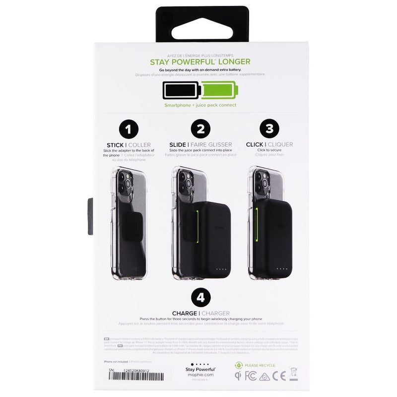 Mophie Juice Pack Connect 5,000mAh Battery Attachment for Qi Phones - Black