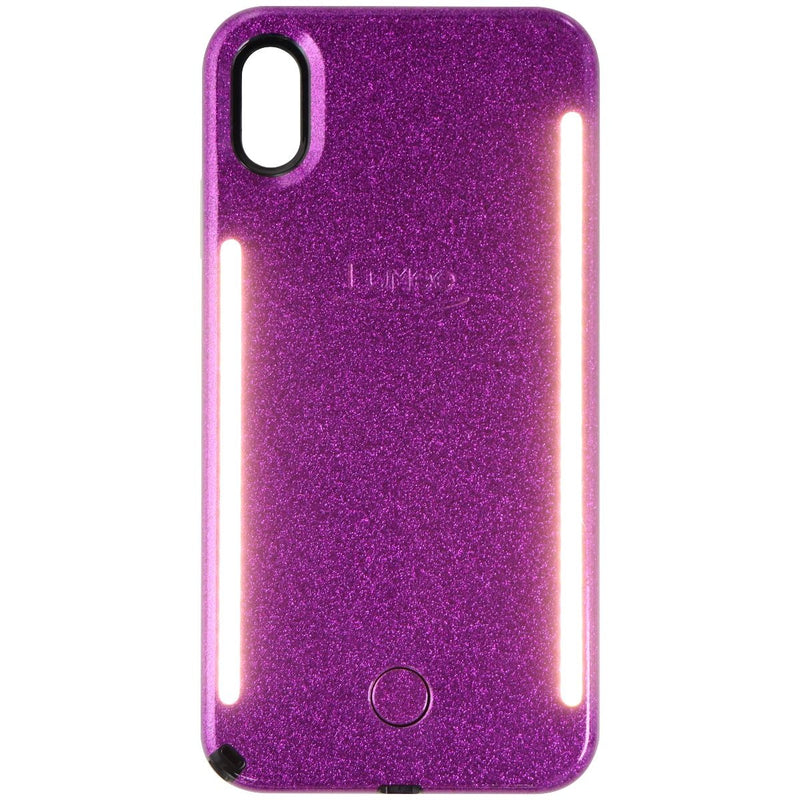 LuMee Duo Instafame LED Case for Apple iPhone Xs Max - Purple Glitter