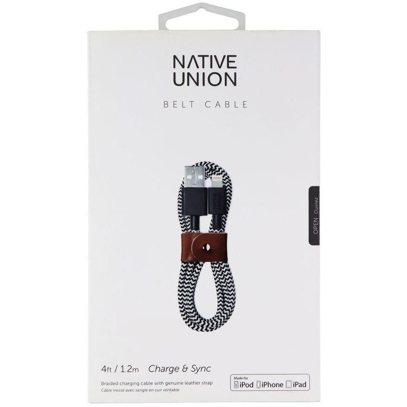 Native Union (BELT-KV-L-ZEB2) 4Ft Cable for USB Devices - Black/White