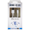 Infinitek 10-Foot Charge and Sync (USB) Cable for iPhone, iPad, and iPod - White