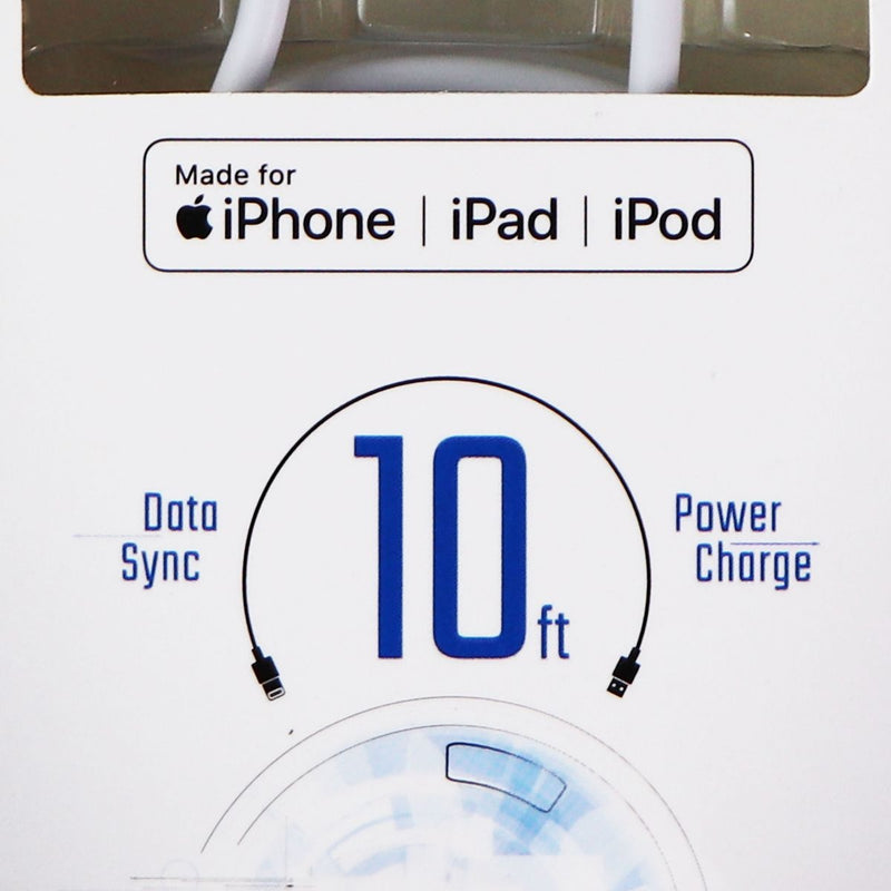 Infinitek 10-Foot Charge and Sync (USB) Cable for iPhone, iPad, and iPod - White