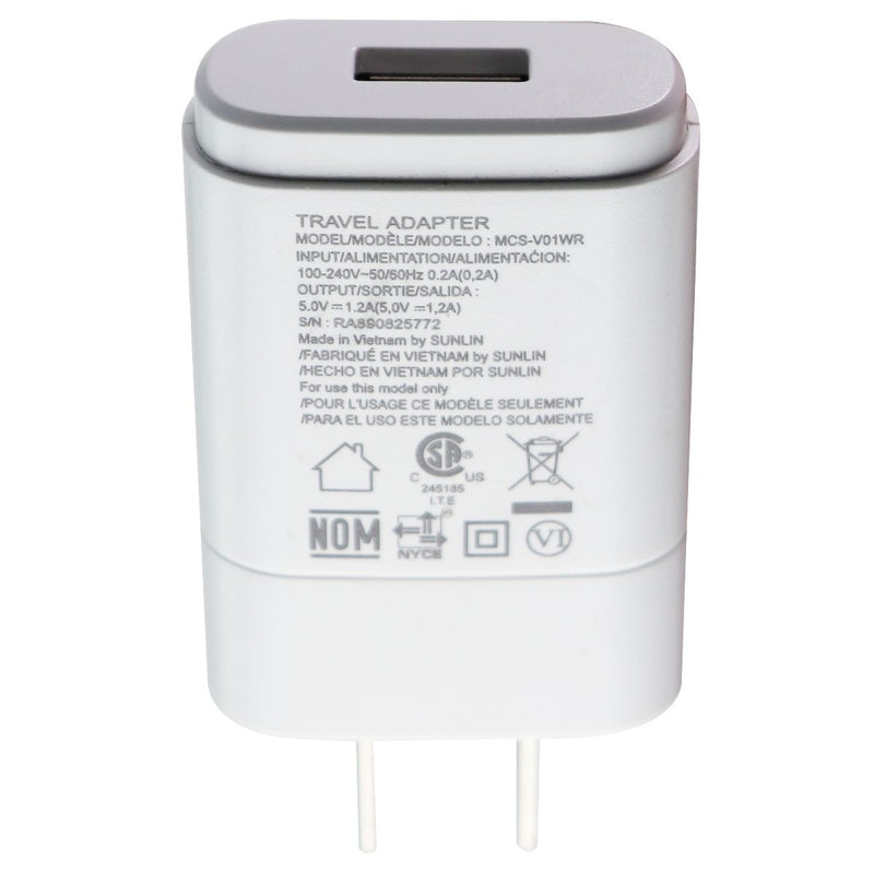 LG Single USB (5.0V/1.2A) Travel Wall Adapter Charger - White (MCS-V01WR/P)