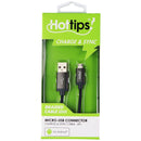 Hottips 6ft Charge & Sync Cable for Micro USB Devices - Black