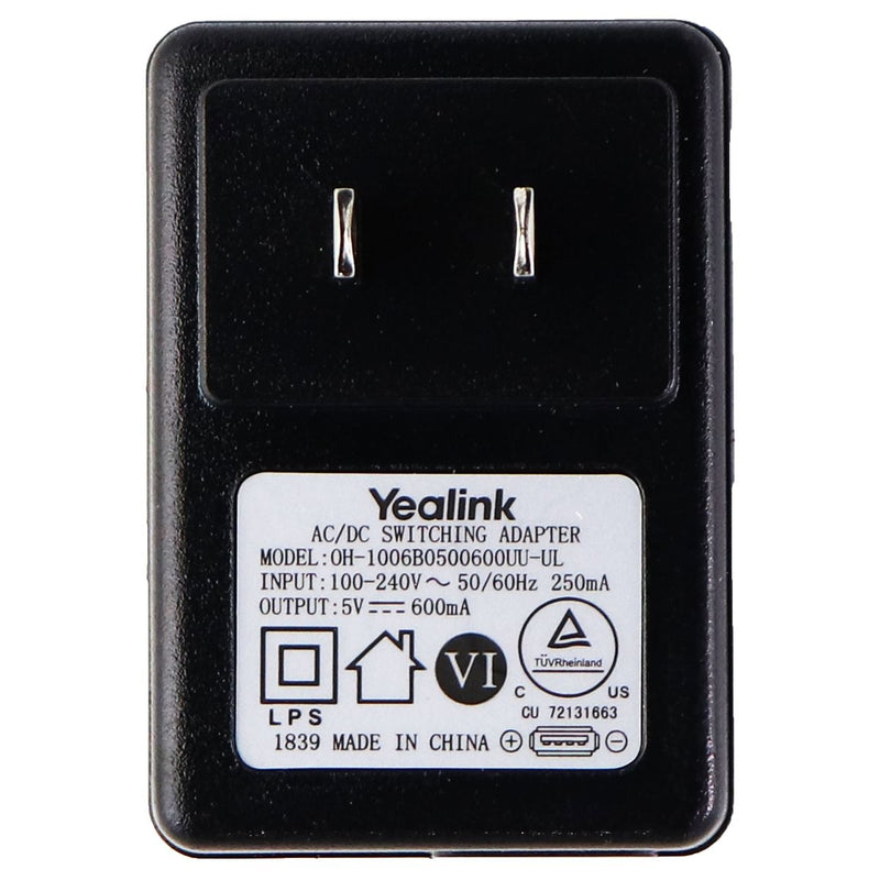 Yealink (5V/600mA) AC/DC Single USB Adapter/Charger Black (0H-1006B0500600UU-UL)