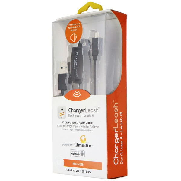 Qmadix 6-Foot Micro-USB ChargerLeash Alarm Cable - Black