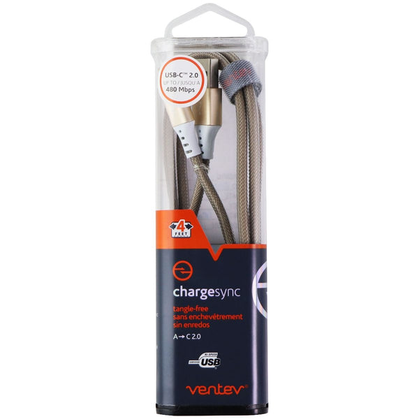 Ventev ChargeSync 4-Foot Braided Alloy (USB-C) to USB Cable - Gold/White