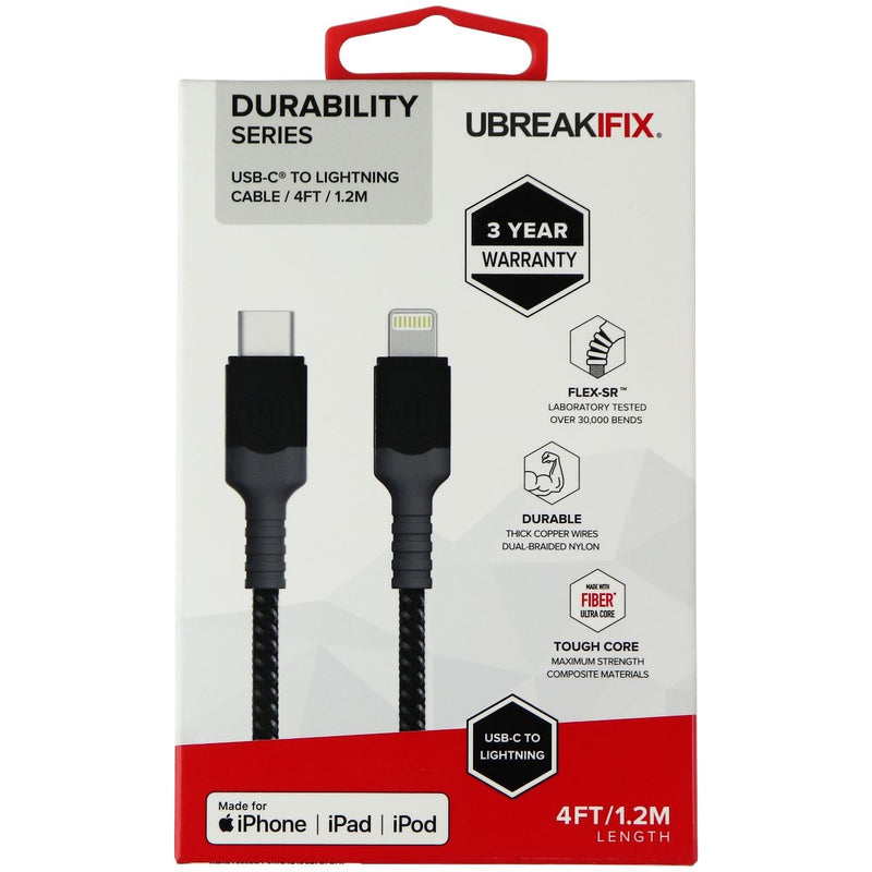 UBREAKIFIX (4-Ft) USB-C to 8-Pin Durability Cable for iPhone/iPad - Black